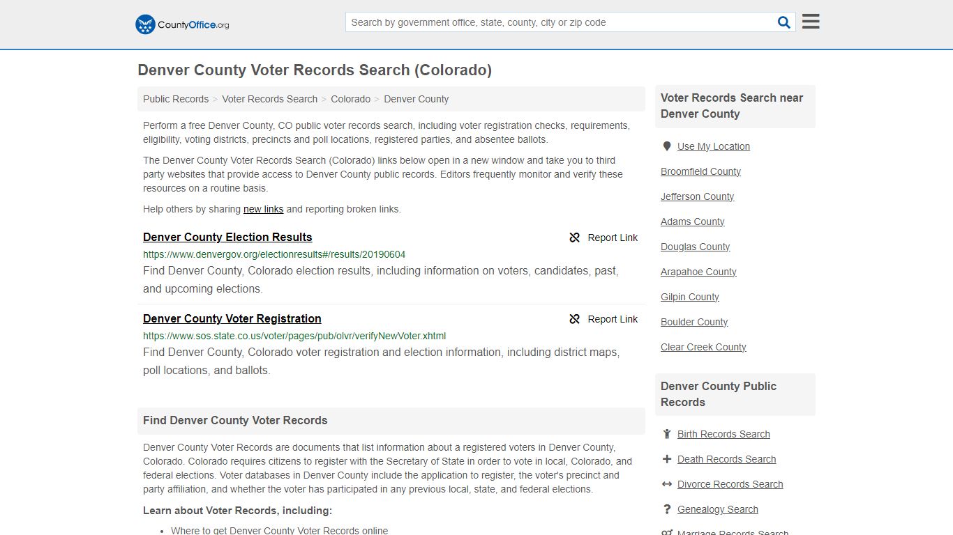 Denver County Voter Records Search (Colorado) - County Office